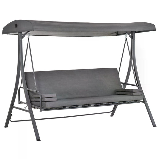 2-in-1 Patio 3 Seater Swing Chair Hammock w/ Cushion Adjustable Canopy Garden