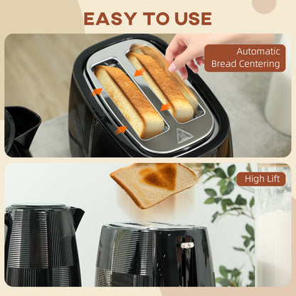 Kettle and Toaster Set, 1.7L 3000W Fast Boil Kettle & 2 Slice Toaster Kitchen Set with 7 Level Browning Controls, Defrost