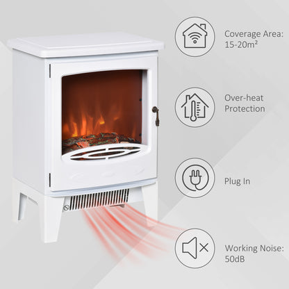 Electric Fireplace Stove, Free standing Fireplace Heater with Realistic LED Flame Effect and Adjustable Brightness