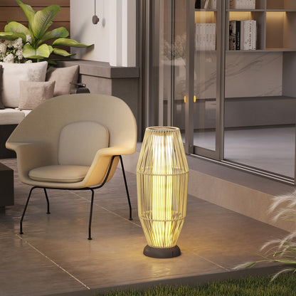 Garden Rattan Lamp, 72 cm Tall Solar Rattan Floor Lamp, Solar Garden Light with Auto On/Off LED, IP44 for Outdoor, Porch