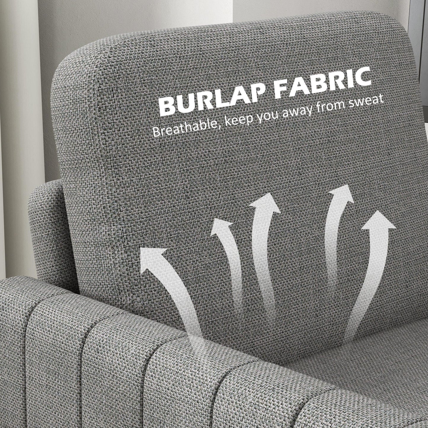 Modern Boxy Linen-Look Armchair - Light Grey