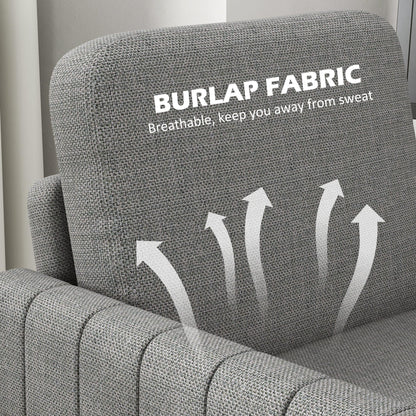 Modern Boxy Linen-Look Armchair - Light Grey