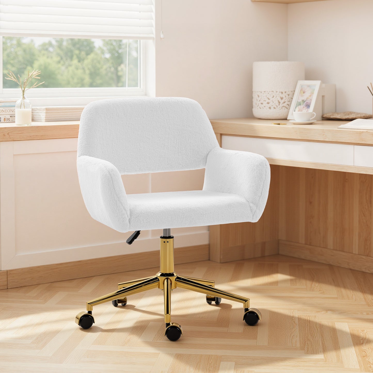 Faux Fur Rabbit Chair - Cream White