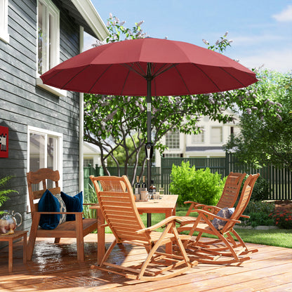 2 m Shanghai Garden Parasol Umbrella with 16 Fibreglass Ribs, Outdoor Parasol Sun Shade with Crank & Tilt, Wine Red