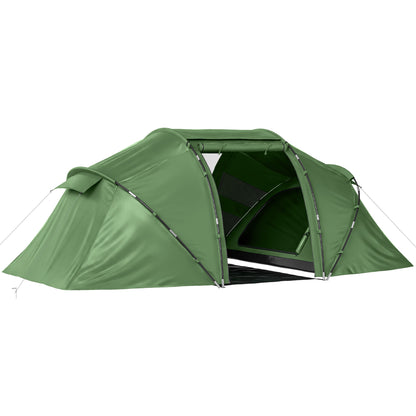 4 Man Camping Tent, UV Protection Tunnel Tent with 2 Bedrooms and Living Area, Large Hiking Sun Shelter, 430 x 240 x 170 cm