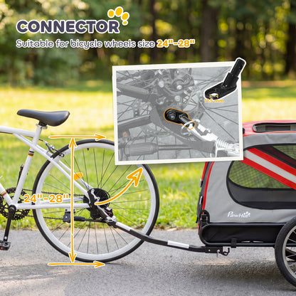 2-In-1 Dog Bike Trailer Pet Stroller with Universal Wheel Reflector Flag Red
