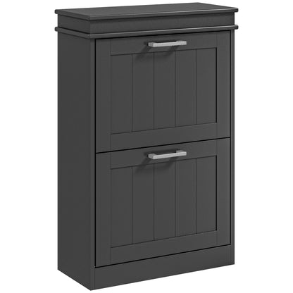 Two-Drawer Minimalistic 10-Shoe Cabinet - Black
