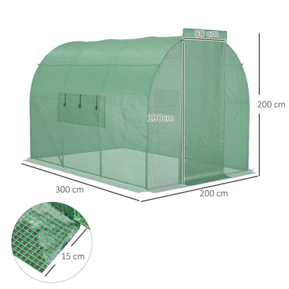 Large Polytunnel Walk In Greenhouse, Plant Gardening Tunnel Green House with Metal Hinged Door