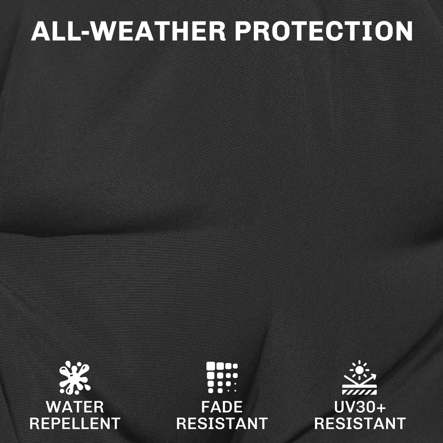 Outdoor Chair Seat Cushions Set of 2, Garden Chair Cushions with 7cm Thick Foam & Ties, Black