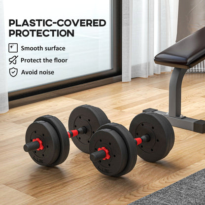 15kg 2 in 1 Adjustable Dumbbells Weight Set, Dumbbell Hand Weight Barbell for Weight Training, Black