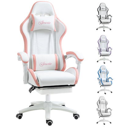 Gaming Chair, Computer Gamer Chair with Reclining High Back, Headrest, Lumbar Support, Footrest, Swivel Wheels, PU Leather