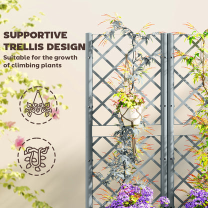 Raised Garden Bed with Trellis, Plastic Planter Box with Drainage Holes