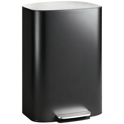 50L Kitchen Bin with Soft-Close Lid and Stay-Open Function, Stainless Steel Pedal Bin with Removable Inner Bucket