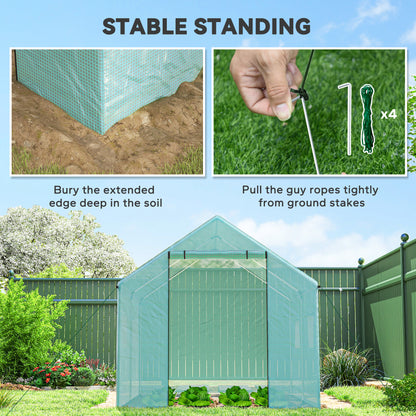 Polyethylene Walk-in Polytunnel Greenhouse, 2 x 3(m), Green