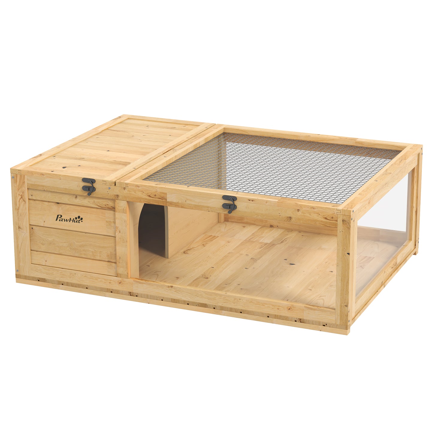 Tortoise House, Small Reptile Wooden House, with Mesh Roofs, Side Panels, for Turtles, Lizards, Geckos and Snakes