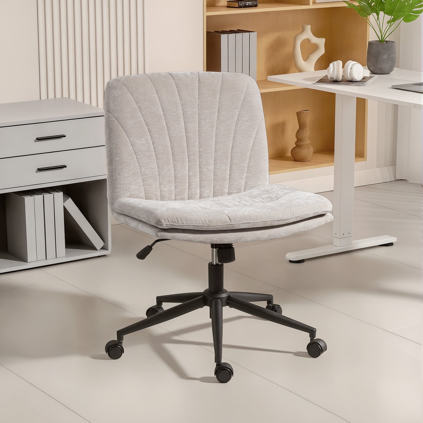 Criss Cross Chair with Wheels, No Arms - Beige