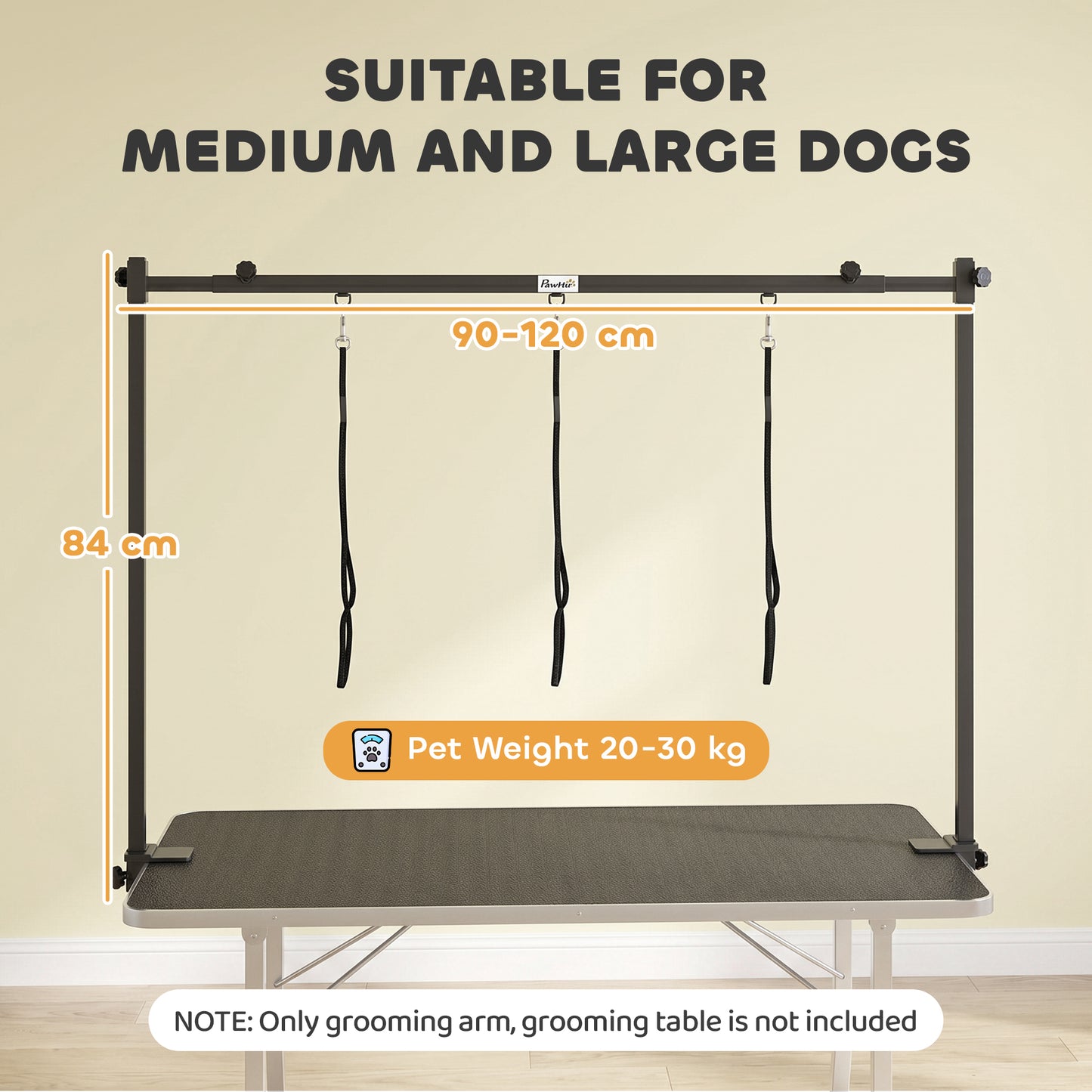 Dog Grooming Arm Adjustable H-Shape Dog Grooming Table Arm with Clamp and 3 Nooses Black