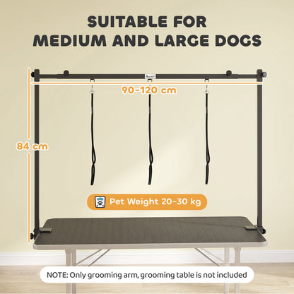 Dog Grooming Arm Adjustable H-Shape Dog Grooming Table Arm with Clamp and 3 Nooses Black