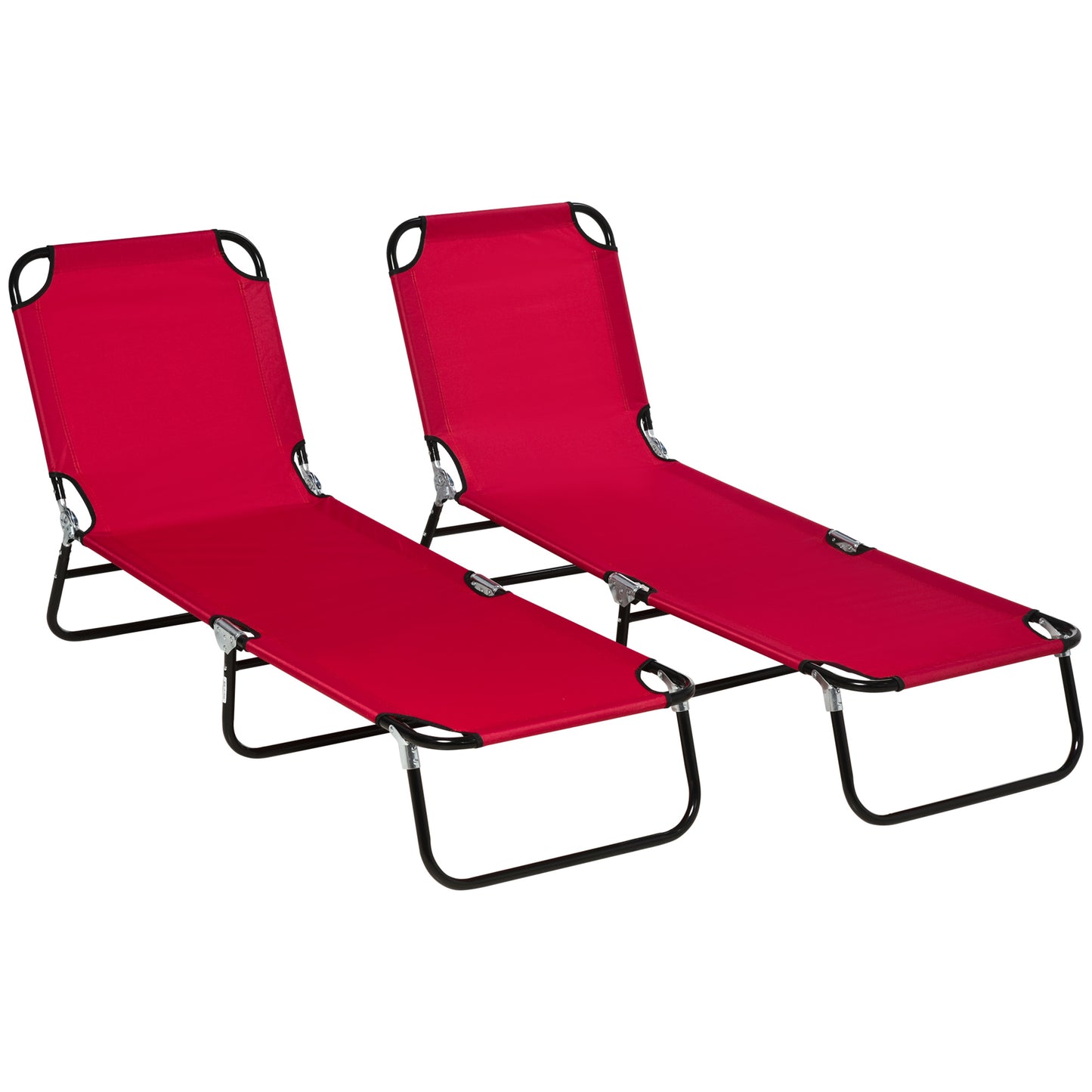 Set of Two Folding Sun Loungers - Red