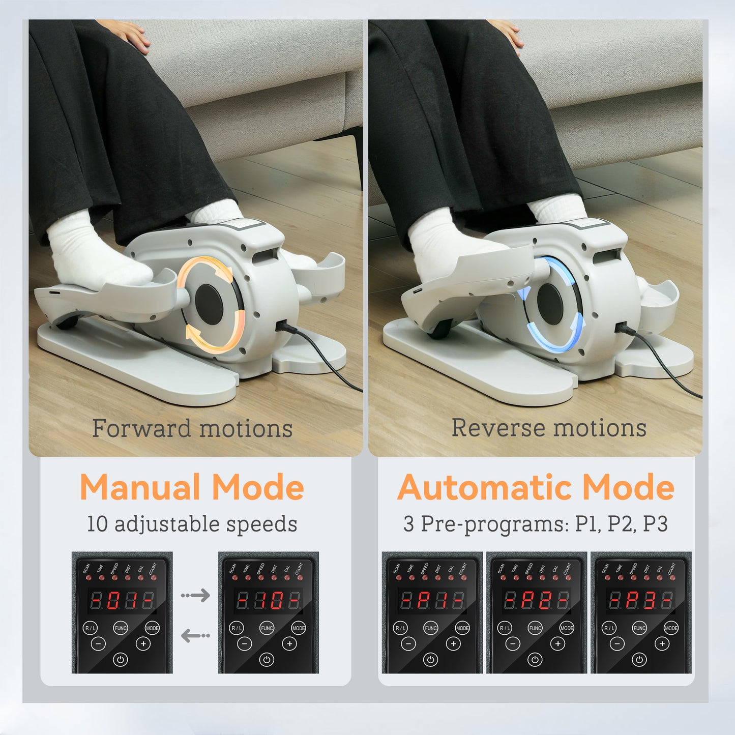 Under Desk Elliptical Machine, Seated Pedal Exerciser, Mini Electric Elliptical Machine for Seniors with LCD Monitor