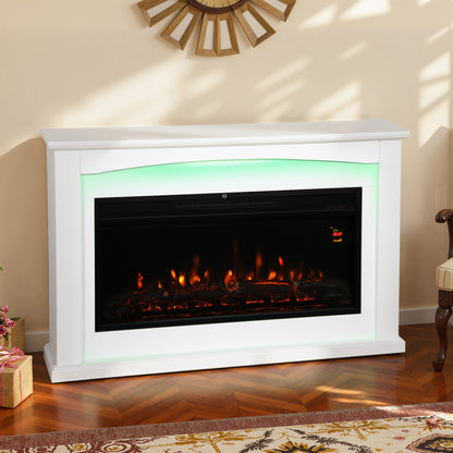 2000W 5118 BTU Faux Flame Fireplace - White