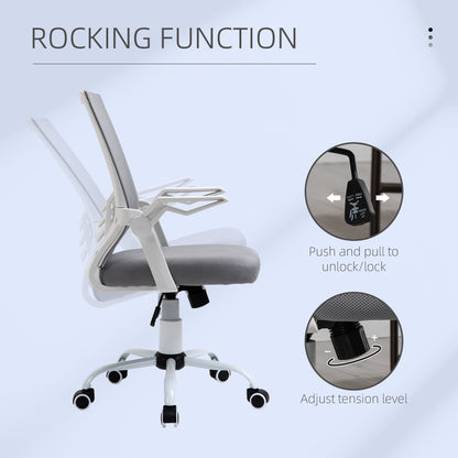 Office Chair with Flip-up Armrest, Mid Back Desk Chair with Mesh Back, Lumbar Support, Adjustable Height