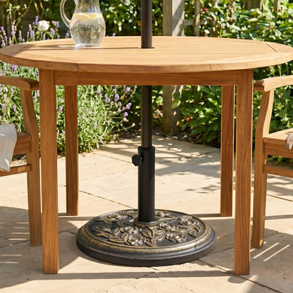 9kg Garden Parasol Base, Round Resin Cast Iron Effect Sun Umbrella Base