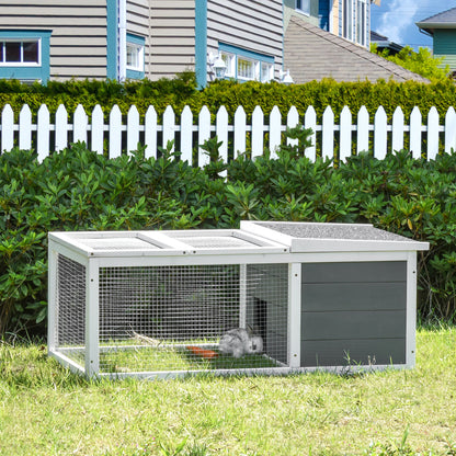 Rabbit Hutch Guinea Pig Hutch Wooden Small Animal Cage Rabbit Run Duck House with Openable Roof for Indoor Outdoor Easy to Cl