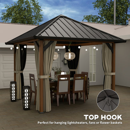 3 x 3(m) Hardtop Gazebo with Galvanised Steel Roof and Water Gutter, Waterproof Permanent Pavilion Garden Gazebo