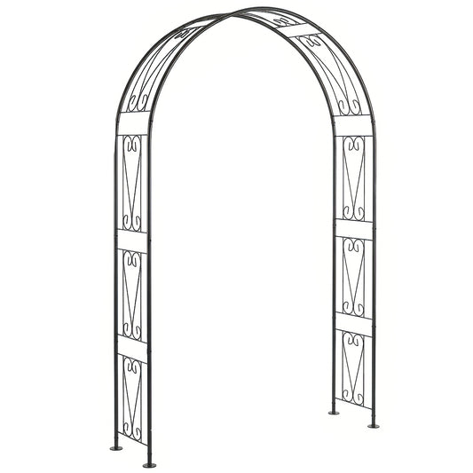 Garden Arch, Arbour Trellis for Climbing Plants, Rose Arch for Wedding Garden Decoration, 155 x 40 x 246 cm, Black