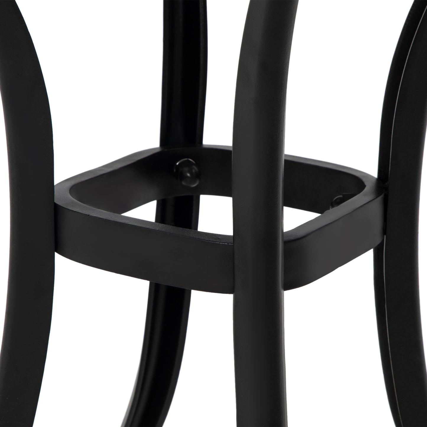 Cast Aluminium Bistro Table, Outdoor Square Side Table with Umbrella Hole, Garden Table for Balcony, Black