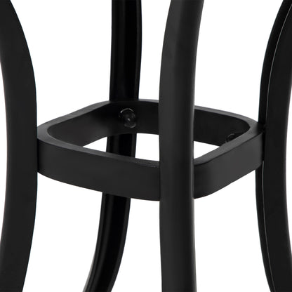 Cast Aluminium Bistro Table, Outdoor Square Side Table with Umbrella Hole, Garden Table for Balcony, Black