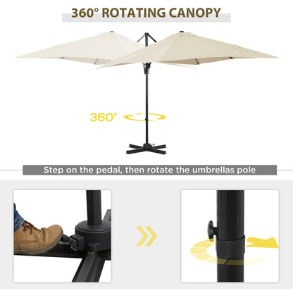 2.5 x 2.5m Patio Offset Parasol Umbrella Cantilever Hanging Aluminium Sun Shade Canopy Shelter 360° Rotation