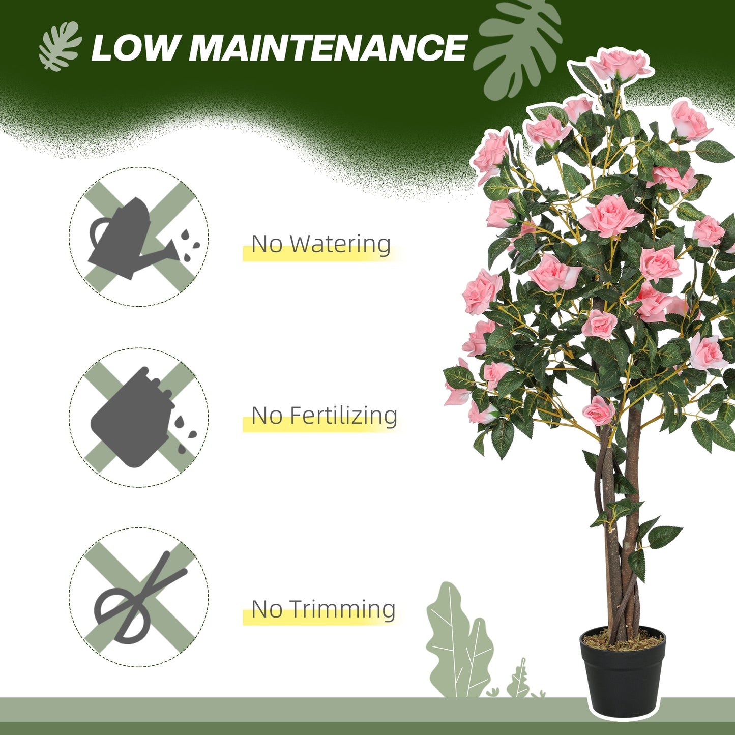 Set of Two Faux Rose Plants, with Pots