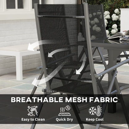 7 Piece Outdoor Dining Set with Extendable Table and 6 Folding Chairs for Patio, Balcony, Deck, Grey