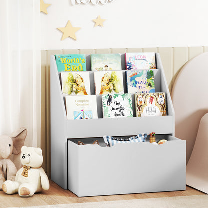 Bookcase for Kids with Shelves, Drawer, Bookcase for Bedroom, Playroom, Grey