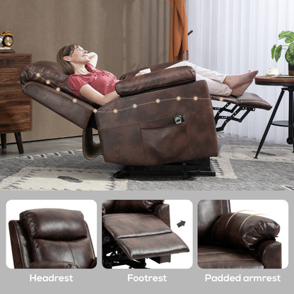 Faux Leather 70° Electric Riser Recliner Chair, Dark Brown