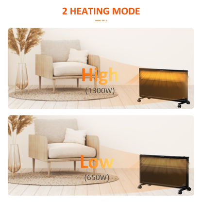 POWER Convector Radiator, Energy Saving Freestanding or Wall-mounted Heating with 2 Heat Settings Safety Cut-Off, Black