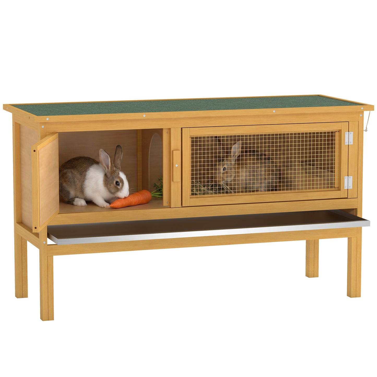 Rabbit Hutch Outdoor Guinea Pig Hutch House Small Animal Bunny Cage w/ Openable Roof, 115 x 44 x 65 cm