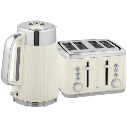 Electric Stainless Steel Kettle and Toaster Set, 3000W 1.7L UK Strix Thermostat Fast Boil Kettle w/ Limescale Filter