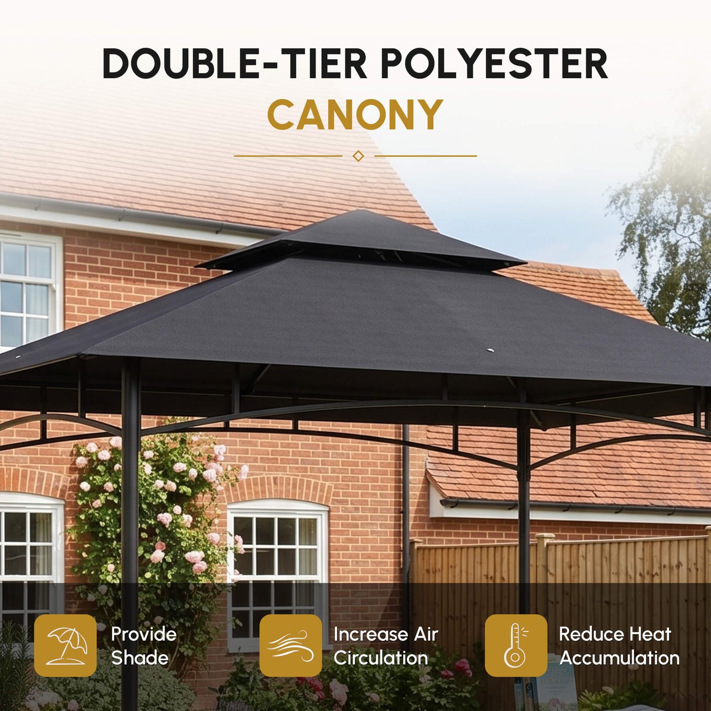 150 x 240cm BBQ Grill Gazebo, with Shelves - Grey