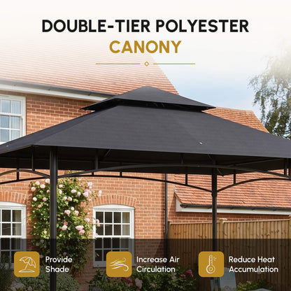150 x 240cm BBQ Grill Gazebo, with Shelves - Grey