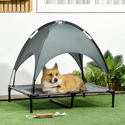 Outdoor Dog Bed with Removable Canopy, Portable Raised Dog Bed for Camping, Garden & Beach
