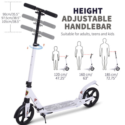 Folding Kick Scooter, Adjustable Ride On Scooter with 200mm Big Wheels and Double Shock Absorption