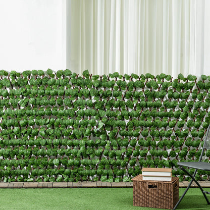 Set of 2 Expandable Artificial Trellis Hedges – Realistic Leaf Privacy Screen, 2 x 1 m