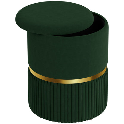 Velvet-Feel Storage Ottoman - Green