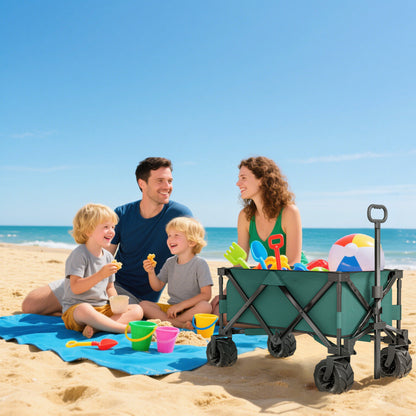 205L Festival Trolley on Wheels, Folding Camping Trolley Cart with Telescopic Handle, Beach Cart