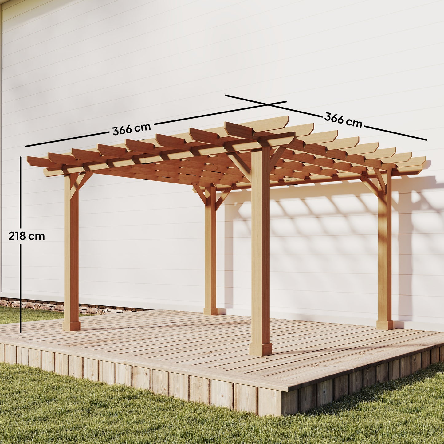 Graden Pergola Kit, Wooden Pergola Gazebo Grape Trellis with Stable Structure, 3.6 x 3.6m, Dark Brown