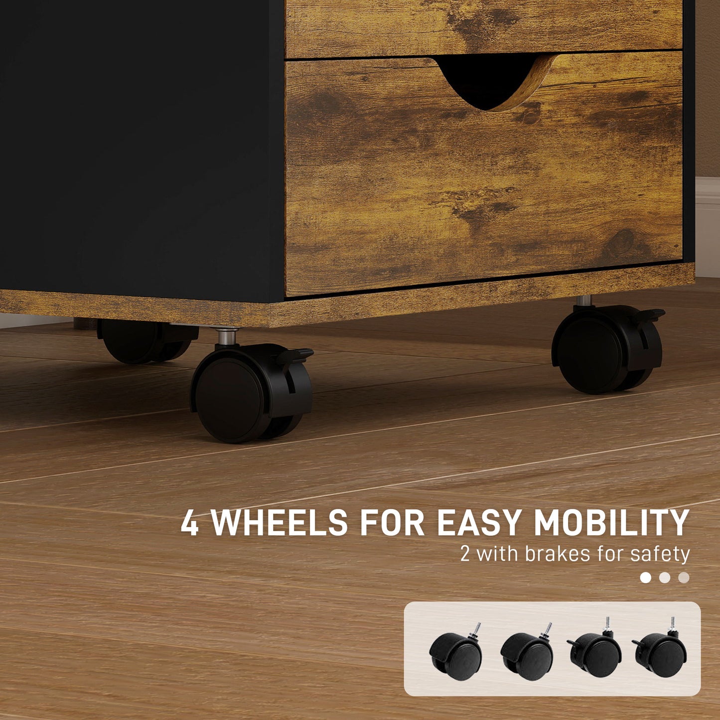 Five-Drawer Filing Cabinet - Rustic Brown