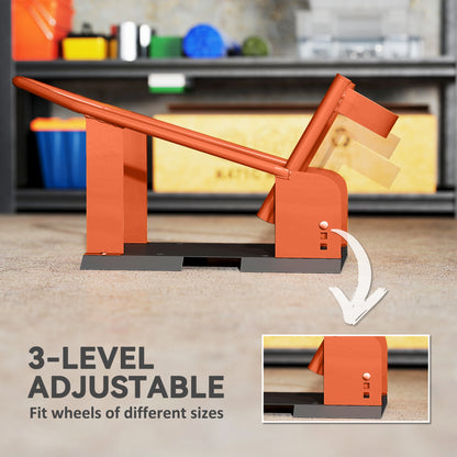 Motorcycle Wheel Chock, 816.5 kg Capacity Heavy Duty Steel Motorcycle Front Wheel Chock Holder with 3 Height Adjustable Holes